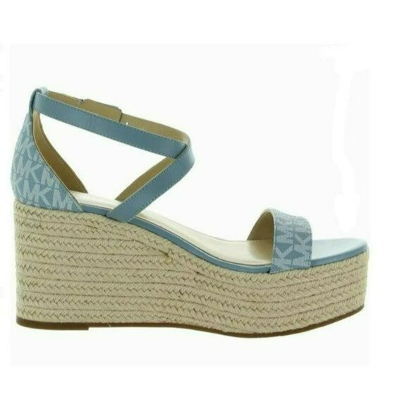 MICHAEL KORS SERENA LOGO BUCKLE WEDGE SANDAL, SZ 9, 9.5, & 10, NIB - Picture 6 of 7